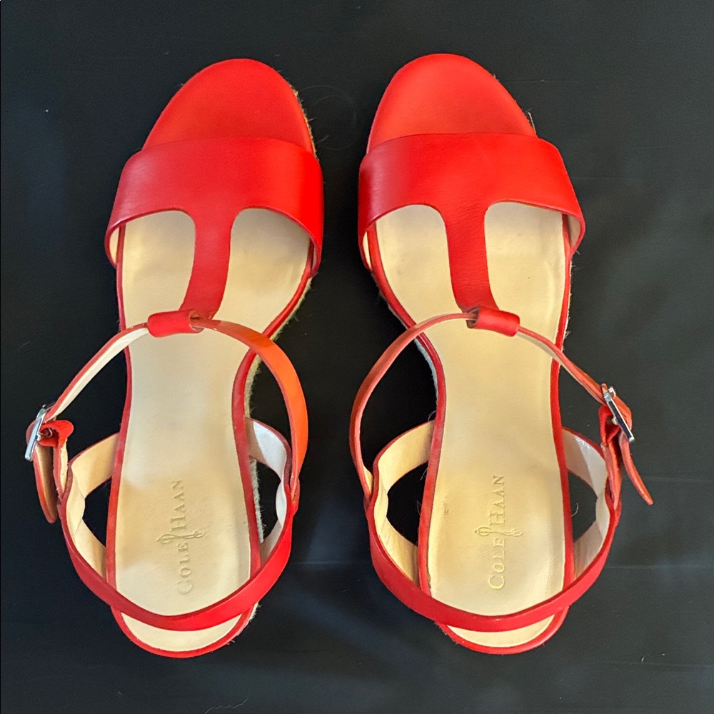 Cole Haan Women's Bold Red & Orange Wedge Heel Sandals